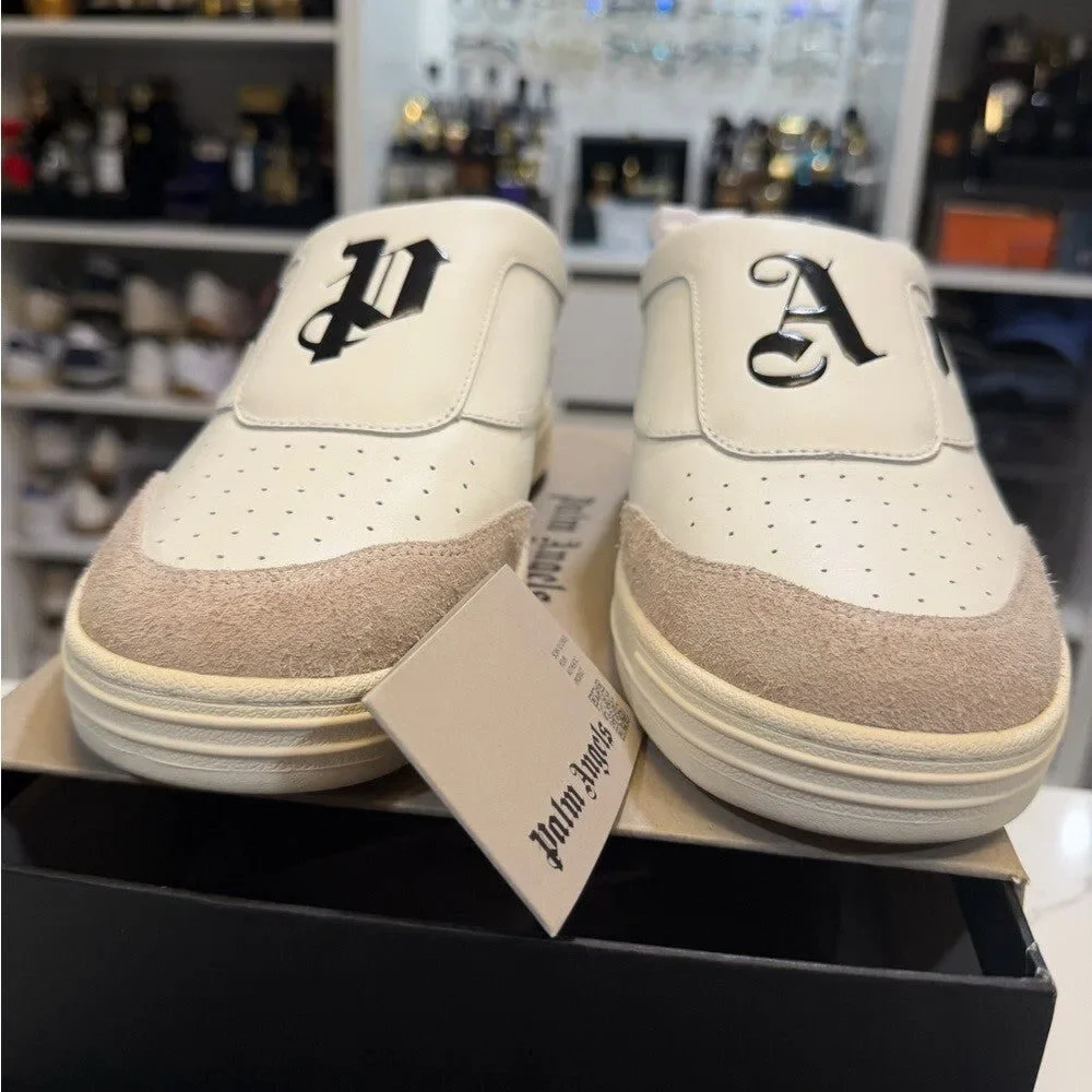 Palm Angels White and Tan Men's mule sneakers